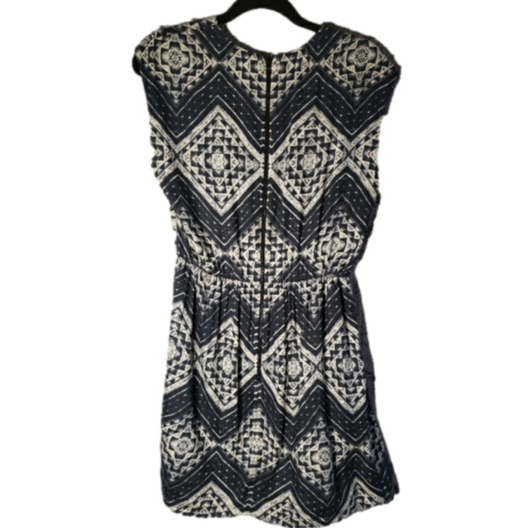 Alice + Olivia navy blue & cream summer dress w weighted lining - Picture 2 of 10